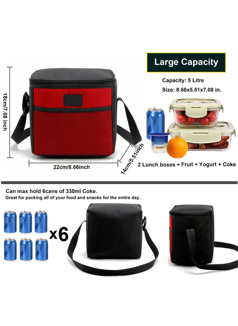 SYOSI - SYOSI Lunch Bag for Women and Men, 5L Large Capacity Insulated Lunch Bag Waterproof Dual Compartment Lunch Bag Portable Reusable Thermal Lunch Bag for Work, Picnic, Travel (Grey) - Image 1