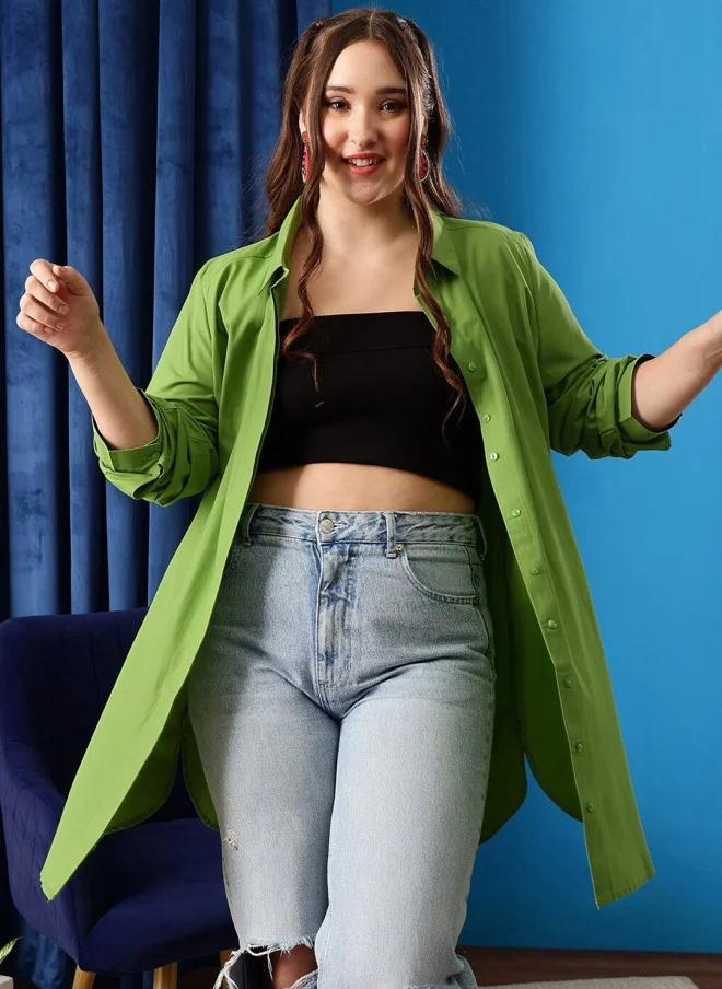 CURVY STREET Comfort Oversized Cotton Shirt for Women