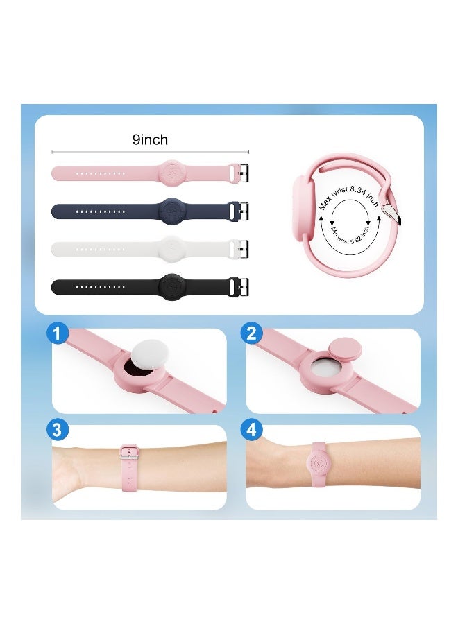 4 Pack Waterproof AirTag Bracelet for Kids Soft Silicone Hidden Air tag Wristband Lightweight Band for Apple AirTag Full Body Protective Watch Band for Child  - Image 5