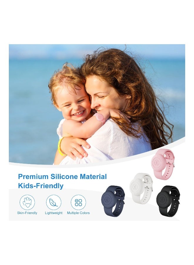 4 Pack Waterproof AirTag Bracelet for Kids Soft Silicone Hidden Air tag Wristband Lightweight Band for Apple AirTag Full Body Protective Watch Band for Child  - Image 4