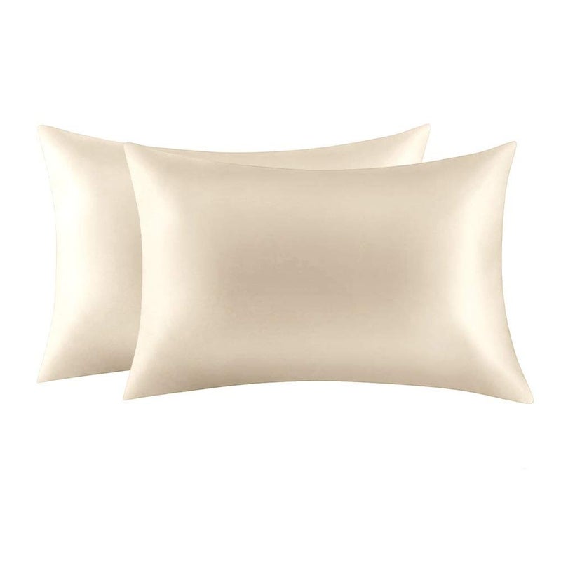 Jocoku Jocoku 100 Mulberry Silk Pillowcases Set of 2 for Hair and Skin and Super Soft and Breathable King Size Nature Silk Pillowcases King Buff Beige 
