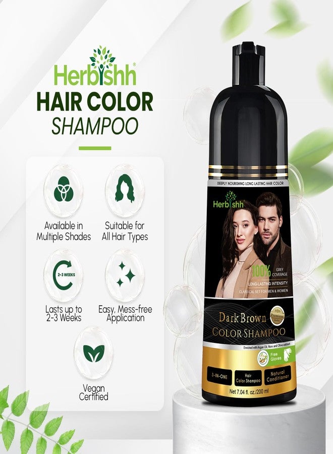 Herbishh Dark Brown Hair Color Shampoo, 3 in 1, 100% Grey Coverage, Hair Color for Men & Women, Long-lasting Color in 15-20 Mins, Ammonia-free, 200 ml - Image 4