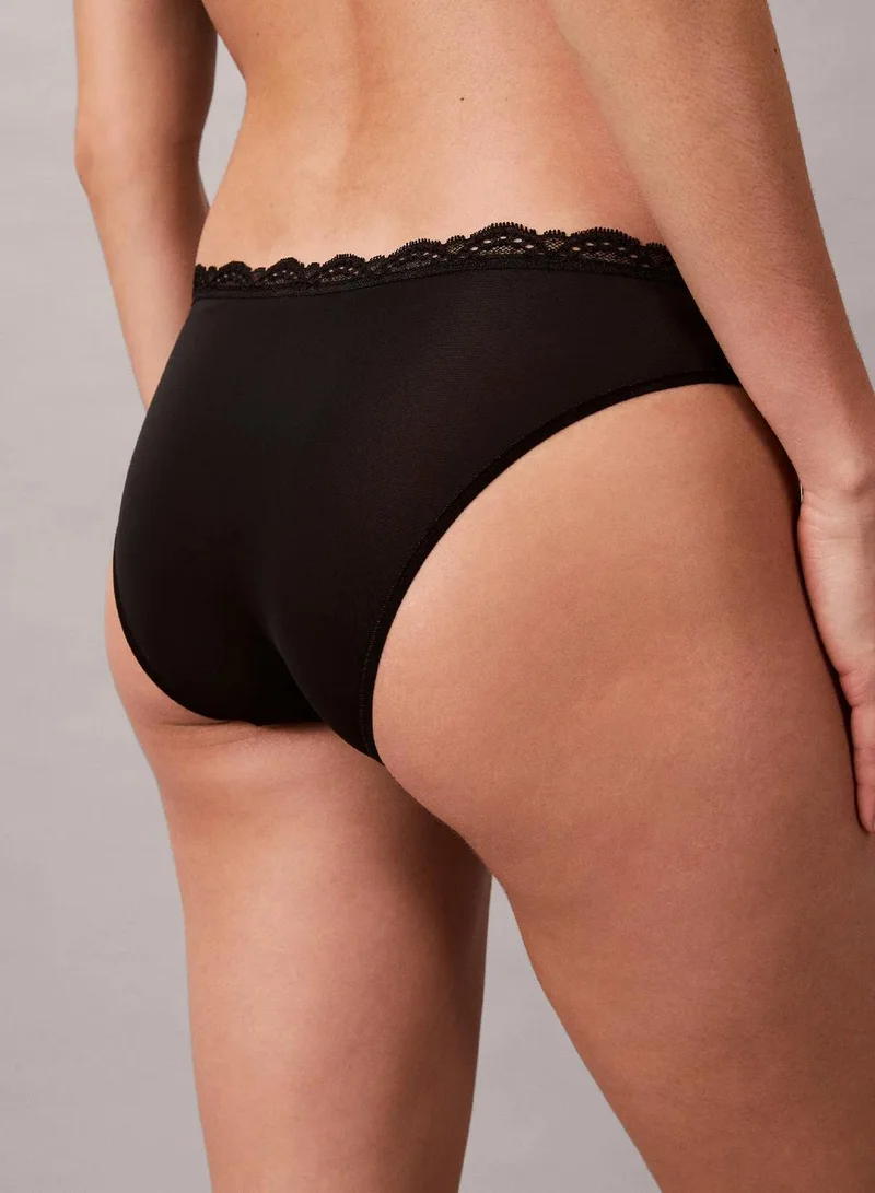 Calvin Klein black Bikini Briefs - Microfibre Stretch With Lace for Women | Best Price UAE