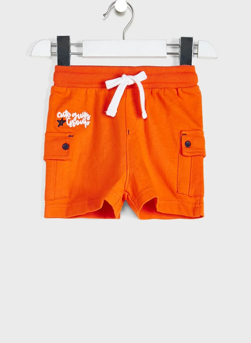Nautinati Nauti Nati Boys Orange Solid Regular Fit Shorts