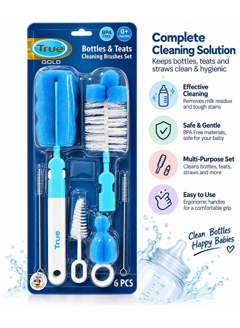 True Bottle and Cup Brush Set 6Pcs M+ BPA FREE