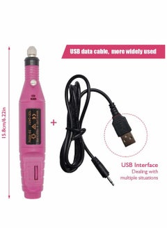 SYOSI Electric Nail Files, 6 In 1 Manicure Nail Drill, Polishing Tools Nail Clipper Set For Callus Removal, Pen Shape Manicure Pedicure Set Nail Care Tool, Rose Red  - Image 2