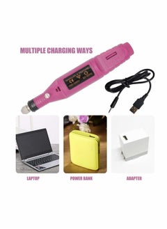SYOSI Electric Nail Files, 6 In 1 Manicure Nail Drill, Polishing Tools Nail Clipper Set For Callus Removal, Pen Shape Manicure Pedicure Set Nail Care Tool, Rose Red  - Image 3