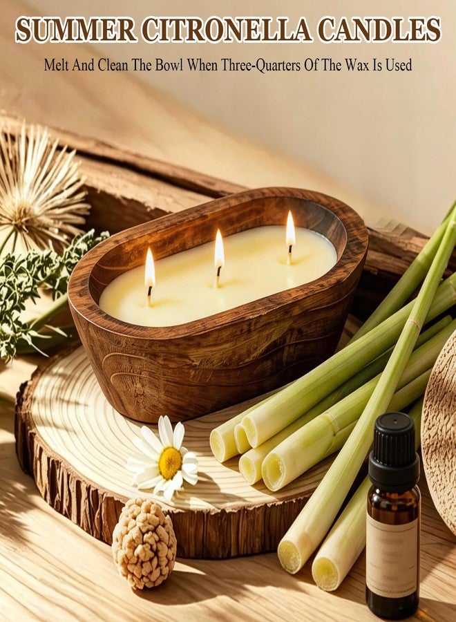 SCENTORINI Wood Dough Bowl Citronella Candles 2 Pack, 3 Wicks - Image 2