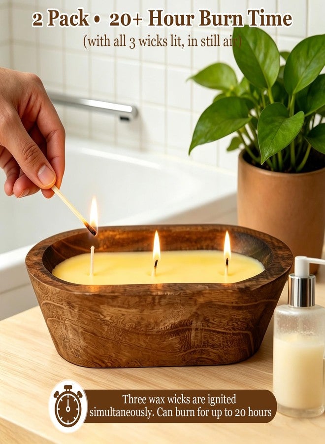 SCENTORINI Wood Dough Bowl Citronella Candles 2 Pack, 3 Wicks - Image 4