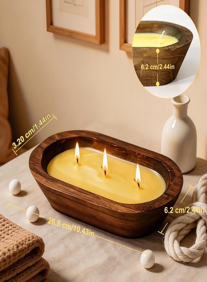 SCENTORINI Wood Dough Bowl Citronella Candles 2 Pack, 3 Wicks - Image 5