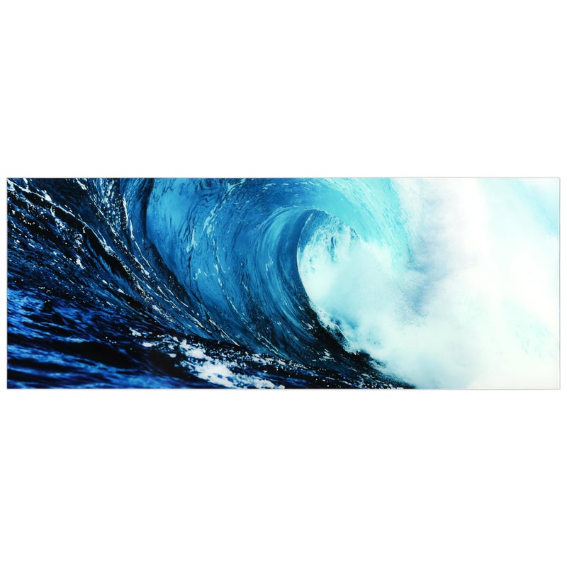 Empire Art Direct Empire Art Direct Blue Wave 2 Frameless Free Floating Tempered Glass Panel Graphic Wall Art 24 x 63 x 02 Ready to Hang 