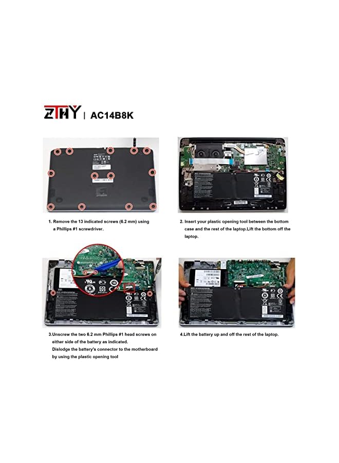 ZTHY Ac14B8K Laptop Battery For A Cer Aspire R5-471T R5-571T R5-571Tg R5-571Tg-7229 R7-371T N15W5 Cb5-571 Cb3-531 Swift 3 Sf314-51 Sf314-52 Nitro 5 An515-51 An515-52 An515-53 Aspire 5 A515-51 - Image 4