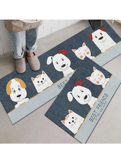 Hihonor Cute Cat Kitchen Rugs and Mats Non Skid Washable Set of 2,Braided Waterproof Non-Slip Kitchen Mats and Rugs for Kitchen,Cartoon Pet Kitchen Mats for Floor, Funny Kitchen Decor  - Image 1
