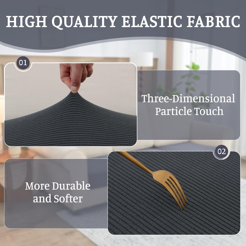 BT.WA Sectional Couch Covers for Sofa Cushion L Shaped Couch Cover Washable Soft Couch Cushion Covers Stretch Sofa Slipcovers(3-Piece for Sofa Seat or Backrest, Dark Grey) - Image 5