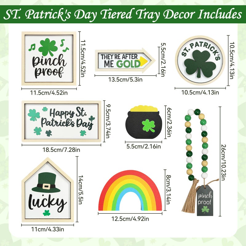 Zaycca 8PCS St. Patrick's Day Table Decoration Set â€“ Shamrocks Wooden Signs, Rustic Irish Decor, Happy St. Patrick's Day Centerpiece Sign for Home, Shelf & Party Tiered Tray Decor - Image 2