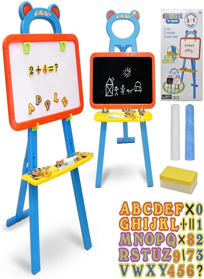 Generic 3 in 1 Dry Erase Whiteboard, Magnetic Board and Drawing Board Art Activity for Artists with Learning Alphabet, Numbers, Chalk and Eraser  - Image 1