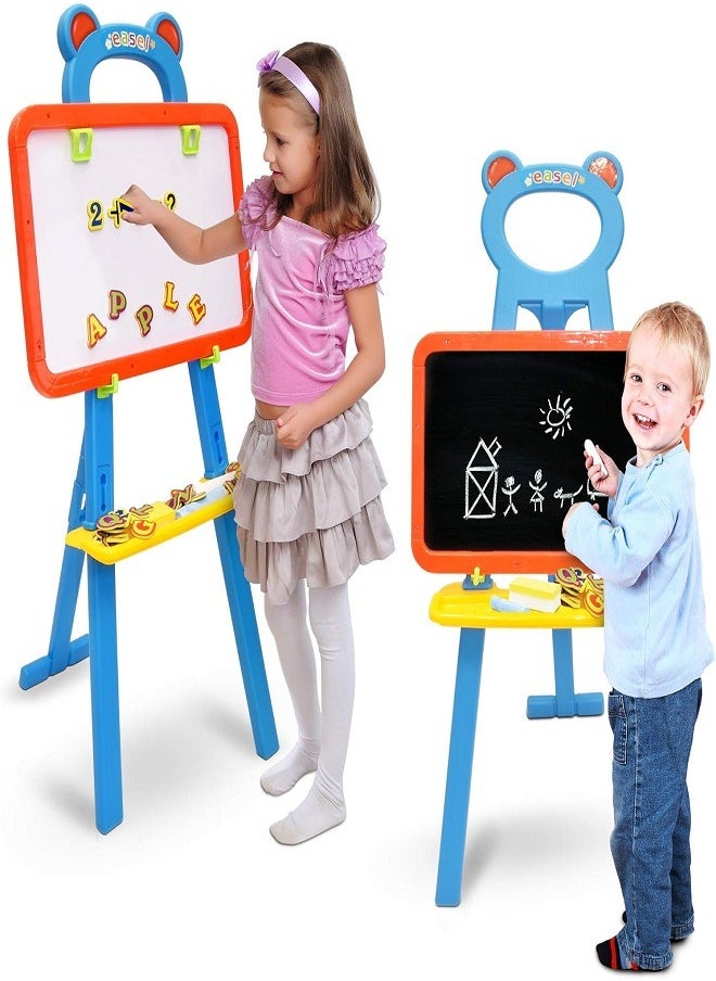 Generic 3 in 1 Dry Erase Whiteboard, Magnetic Board and Drawing Board Art Activity for Artists with Learning Alphabet, Numbers, Chalk and Eraser  - Image 2