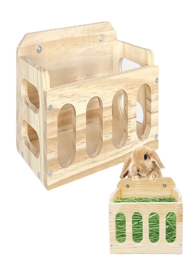 WEWAYKGJ Rabbit Hay Feeder Wooden Hay Rack Guinea Pig Hay Holder Less Wasted Hanging Hay Feeder for Bunny Chinchillas Guinea Pig Small Animal Supplies - Image 1
