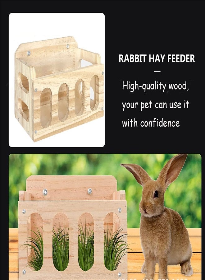 WEWAYKGJ Rabbit Hay Feeder Wooden Hay Rack Guinea Pig Hay Holder Less Wasted Hanging Hay Feeder for Bunny Chinchillas Guinea Pig Small Animal Supplies - Image 5
