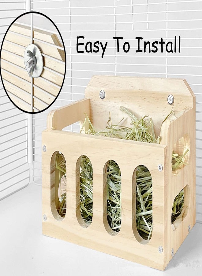 WEWAYKGJ Rabbit Hay Feeder Wooden Hay Rack Guinea Pig Hay Holder Less Wasted Hanging Hay Feeder for Bunny Chinchillas Guinea Pig Small Animal Supplies - Image 4
