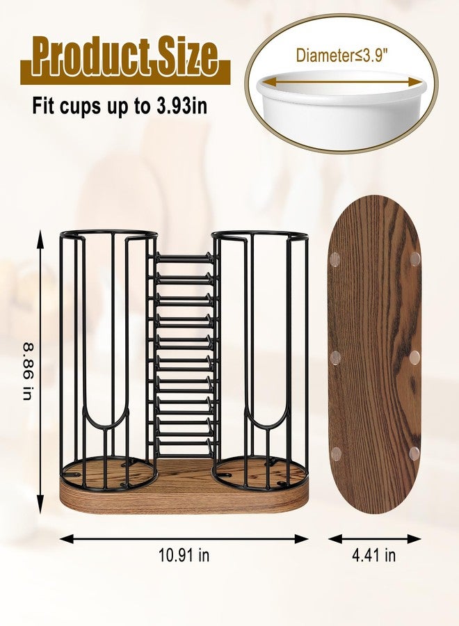 BSTSLL Coffee Cup Dispenser Rack with Wood Base, 18oz Cup Holder Organizer for Storing Paper Cups, Straws, Lids and Disposable Tableware(3-compartment) - Image 2