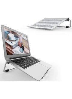 Adjustable Laptop Stand: Ventilated Laptop Holder 17 inch - Silver