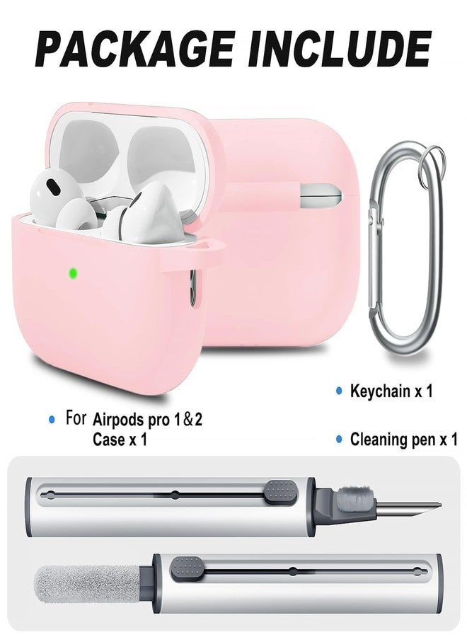 Woyinger WOYINGE for AirPod Pro Case Cover with Cleaner Kit, Soft Silicone Cover for AirPods Pro 2nd Generati/1st Comes with Keychain for Women Men,Suitable for 2nd Generation Case，Light Pink - Image 2