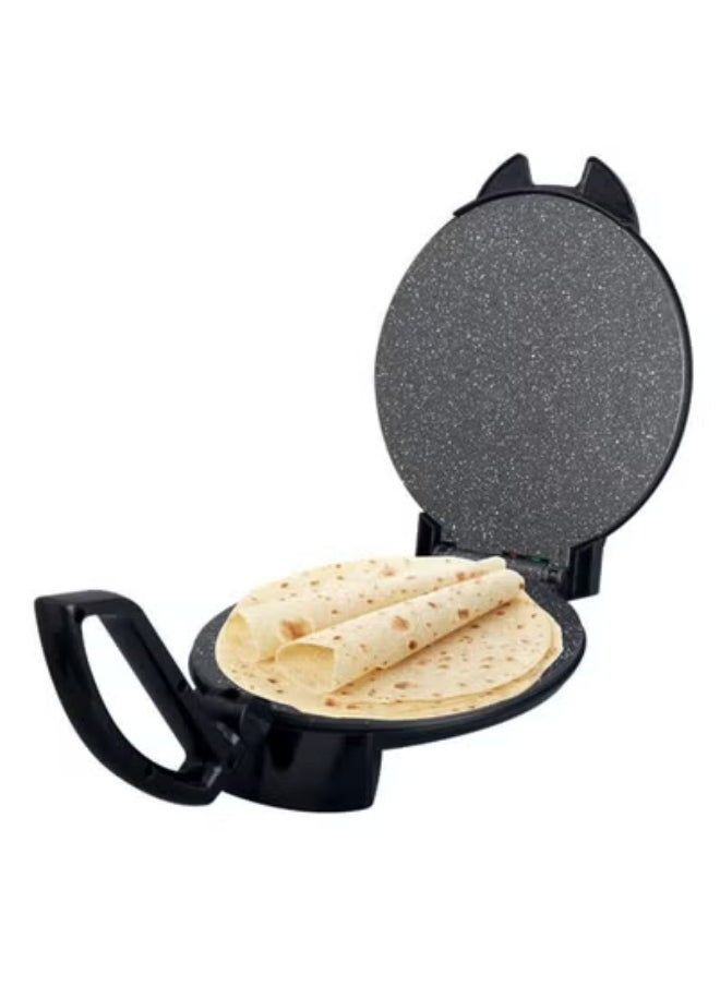 Generic 10-Inch Electric Roti Maker – 1200W Non-Stick Chapati Press with Durable Stainless Steel Body, Adjustable Temperature Control, Dual Indicator Lights for Power & Ready Status, Safety Lock, Easy Cleaning, Quick Heating, Instruction Manual Included – 220-240V Home Kitchen Appliance – Black  - Image 1
