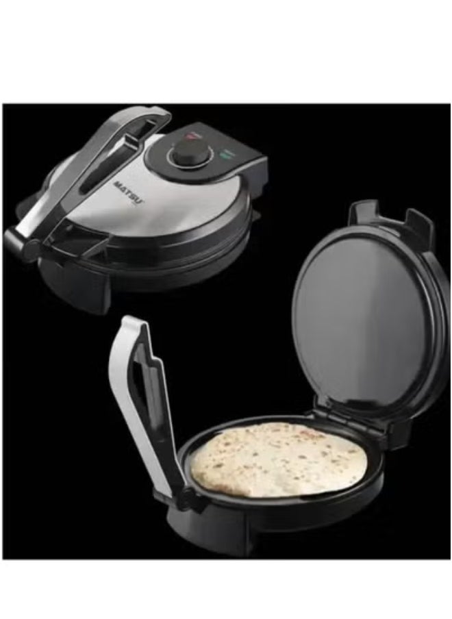 Generic 10-Inch Electric Roti Maker – 1200W Non-Stick Chapati Press with Durable Stainless Steel Body, Adjustable Temperature Control, Dual Indicator Lights for Power & Ready Status, Safety Lock, Easy Cleaning, Quick Heating, Instruction Manual Included – 220-240V Home Kitchen Appliance – Black  - Image 3