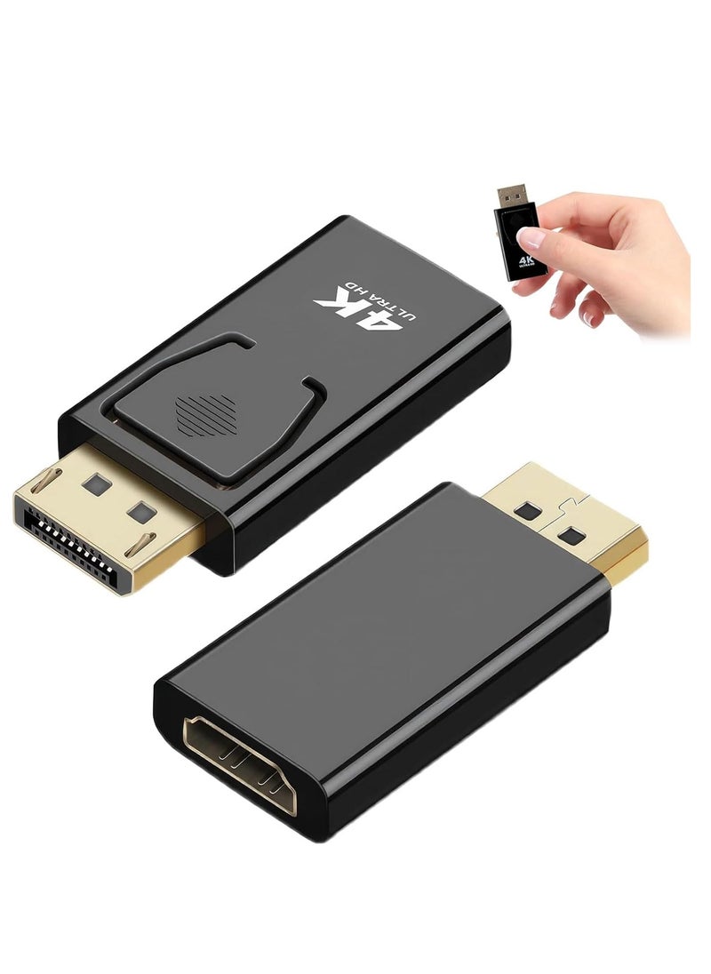 ماركة غير محددة محول 4K DisplayPort إلى HDMI، قطعتان من محول DisplayPort إلى HDMI، محول 4K DP إلى HDMI مع نقل الصوت وأقصى دقة، متوافق مع HP، HDTV، الشاشة، جهاز العرض، سطح المكتب وما إلى ذلك  - Image 1