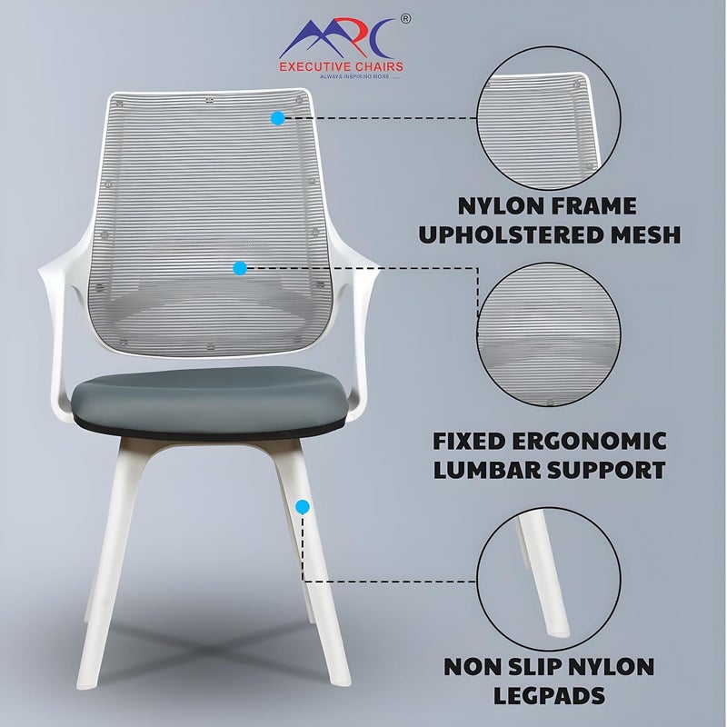MRC EXECUTIVE CHAIRS ALWAYS INSPIRING MORE MRC EXECUTIVE CHAIRS ALWAYS INSPIRING MORE Mono Mesh MidBack Ergonomic Office Chair Visitor Chair Study Chair Computer Chair Work From Home Mono Fixed Grey White - Image 3