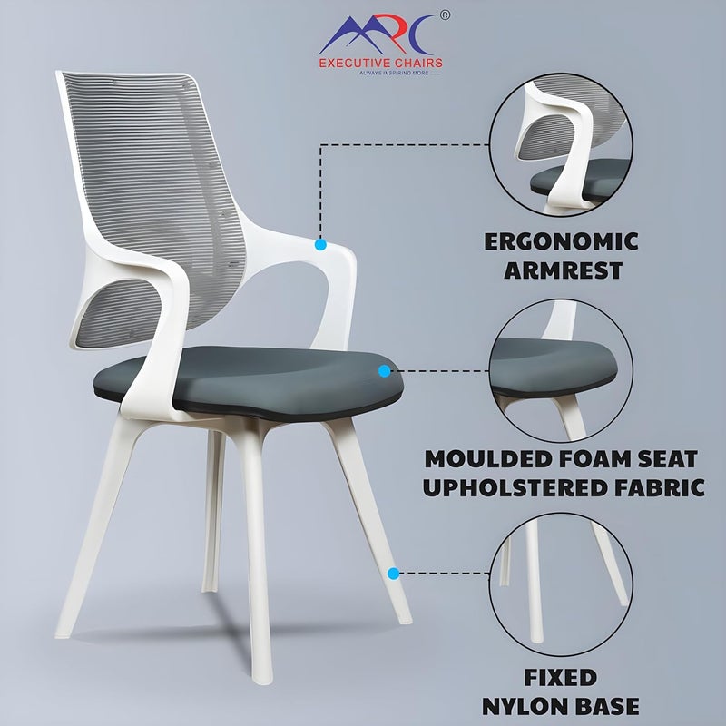 MRC EXECUTIVE CHAIRS ALWAYS INSPIRING MORE MRC EXECUTIVE CHAIRS ALWAYS INSPIRING MORE Mono Mesh MidBack Ergonomic Office Chair Visitor Chair Study Chair Computer Chair Work From Home Mono Fixed Grey White - Image 4