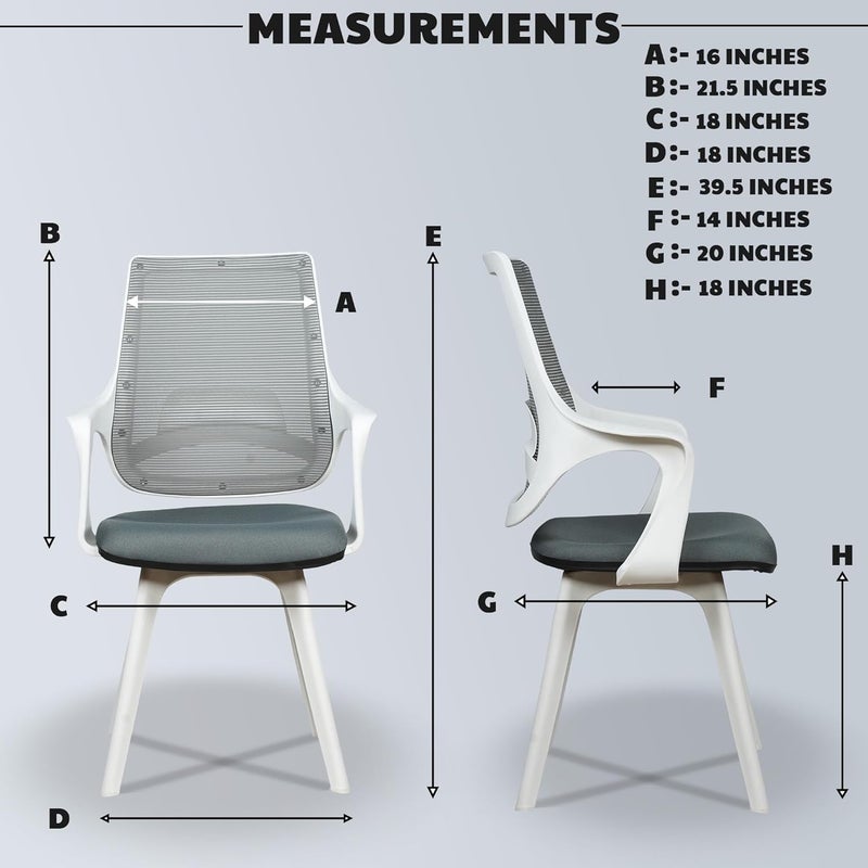 MRC EXECUTIVE CHAIRS ALWAYS INSPIRING MORE MRC EXECUTIVE CHAIRS ALWAYS INSPIRING MORE Mono Mesh MidBack Ergonomic Office Chair Visitor Chair Study Chair Computer Chair Work From Home Mono Fixed Grey White - Image 2