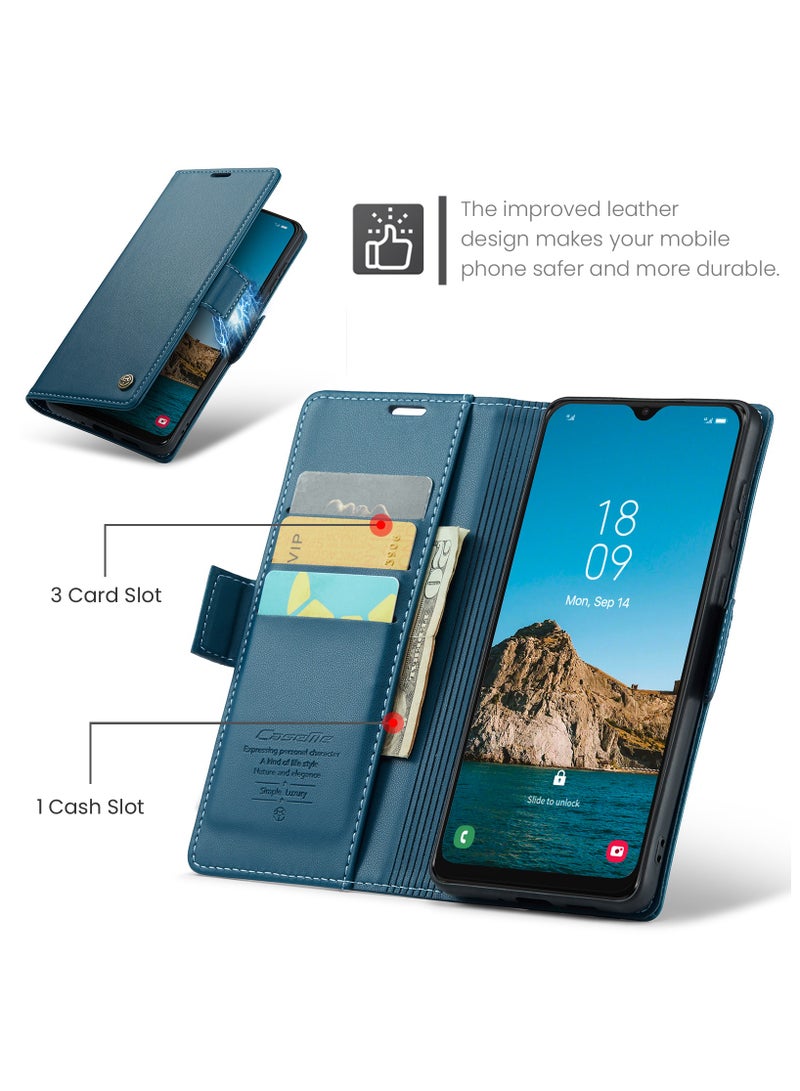 Flip Wallet Case for Samsung Galaxy A50 / A50S / A30S, Leather Magnetic Attachment Flip Case Blue - Image 2