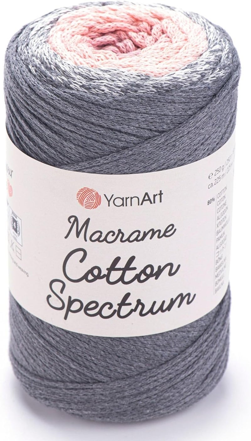 YarnArt YarnArt Macrame Cotton Spectrum  80 Cotton Multicolor Cord  88 oz 250g 246 yds 225m  Colorful Rope for Knots Weaving DIY Crafts  Worsted Weight Aran 4 1306 - Image 1
