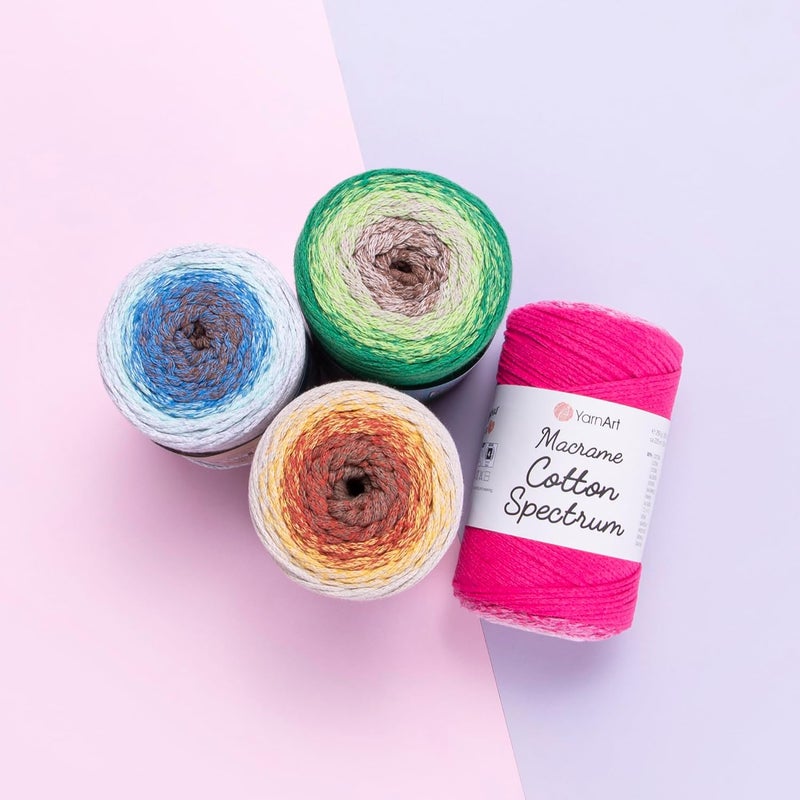 YarnArt YarnArt Macrame Cotton Spectrum  80 Cotton Multicolor Cord  88 oz 250g 246 yds 225m  Colorful Rope for Knots Weaving DIY Crafts  Worsted Weight Aran 4 1306 - Image 3