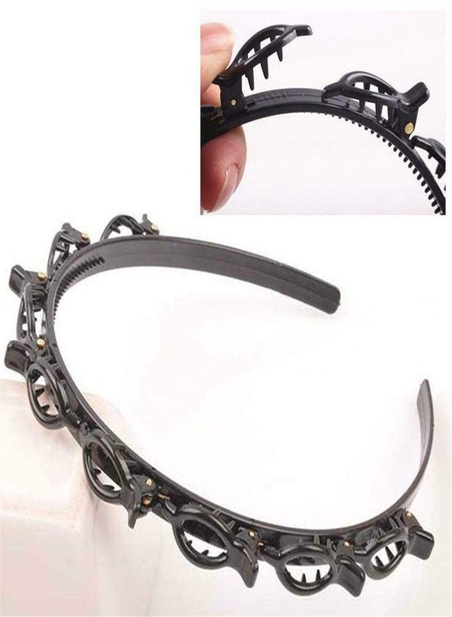 INSECTRA Twist Hairband 2 Pcs Black, Trunk Hair Band, Braid Hairstyle Tool, Barrettes for Thin or Thick Hair, Alligator Clips, Korean Style Hairband with Teeth Comb for Girls, Women, Bridal, Wedding, Party, Casual, Daily Use, Salon, Special Occasion, Styling - Image 5
