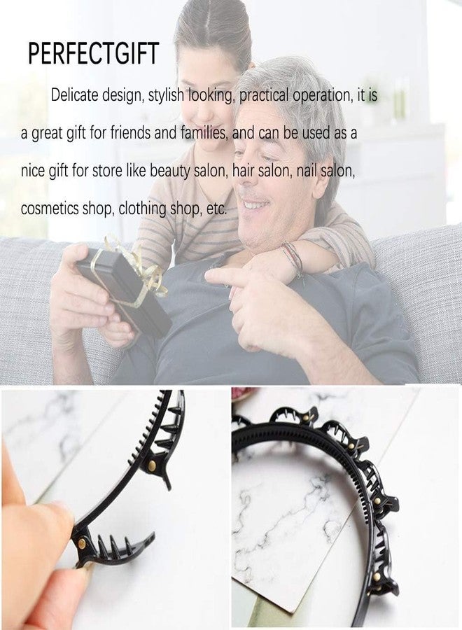 INSECTRA Twist Hairband 2 Pcs Black, Trunk Hair Band, Braid Hairstyle Tool, Barrettes for Thin or Thick Hair, Alligator Clips, Korean Style Hairband with Teeth Comb for Girls, Women, Bridal, Wedding, Party, Casual, Daily Use, Salon, Special Occasion, Styling - Image 4