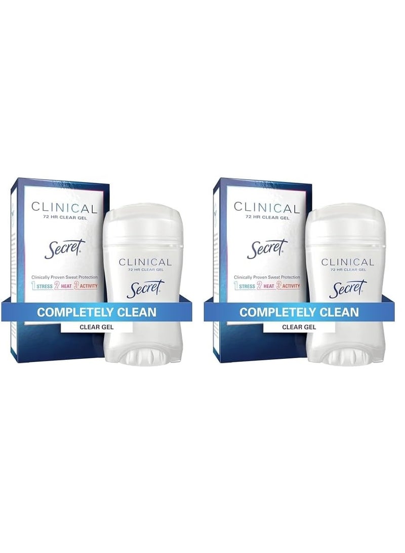 Secret Clinical Strength Clear Gel Women's Antiperspirant & Deodorant Completely Clean Scent 1.6 Oz, 1.600 Fluid Ounce (Pack of 2) - Image 1