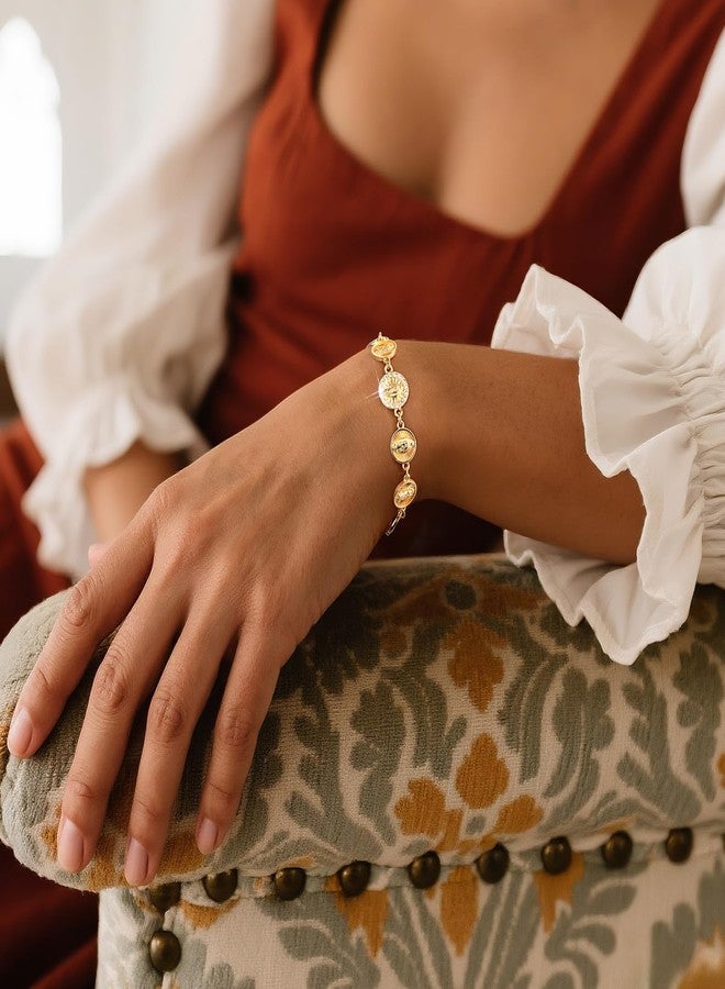 XUANPAI Women's Gold Virgin Mary Bracelet - 14K Gold Plated Catholic Bracelets,Non Tarnish Adjustable Golden Religious Virgen De Guadalupe Jewelry, Catholic Baptism Confirmation First Communion Gifts for Her - Image 2