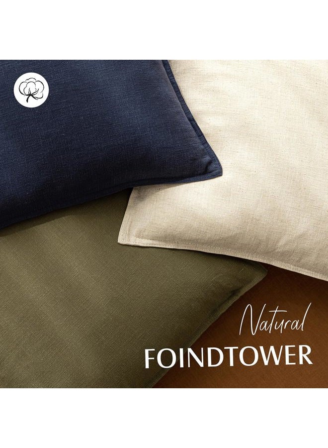 Foindtower Pack of 2, Decorative Linen Soild Throw Pillow Covers Soft Accent Cushion Case Boho Farmhouse Neutral Pillowcase for Couch Sofa Bedroom Living Room Home Decor 26 x 26 Inch Natural Beige - Image 4