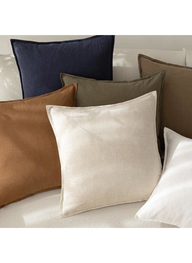 Foindtower Pack of 2, Decorative Linen Soild Throw Pillow Covers Soft Accent Cushion Case Boho Farmhouse Neutral Pillowcase for Couch Sofa Bedroom Living Room Home Decor 26 x 26 Inch Natural Beige - Image 5