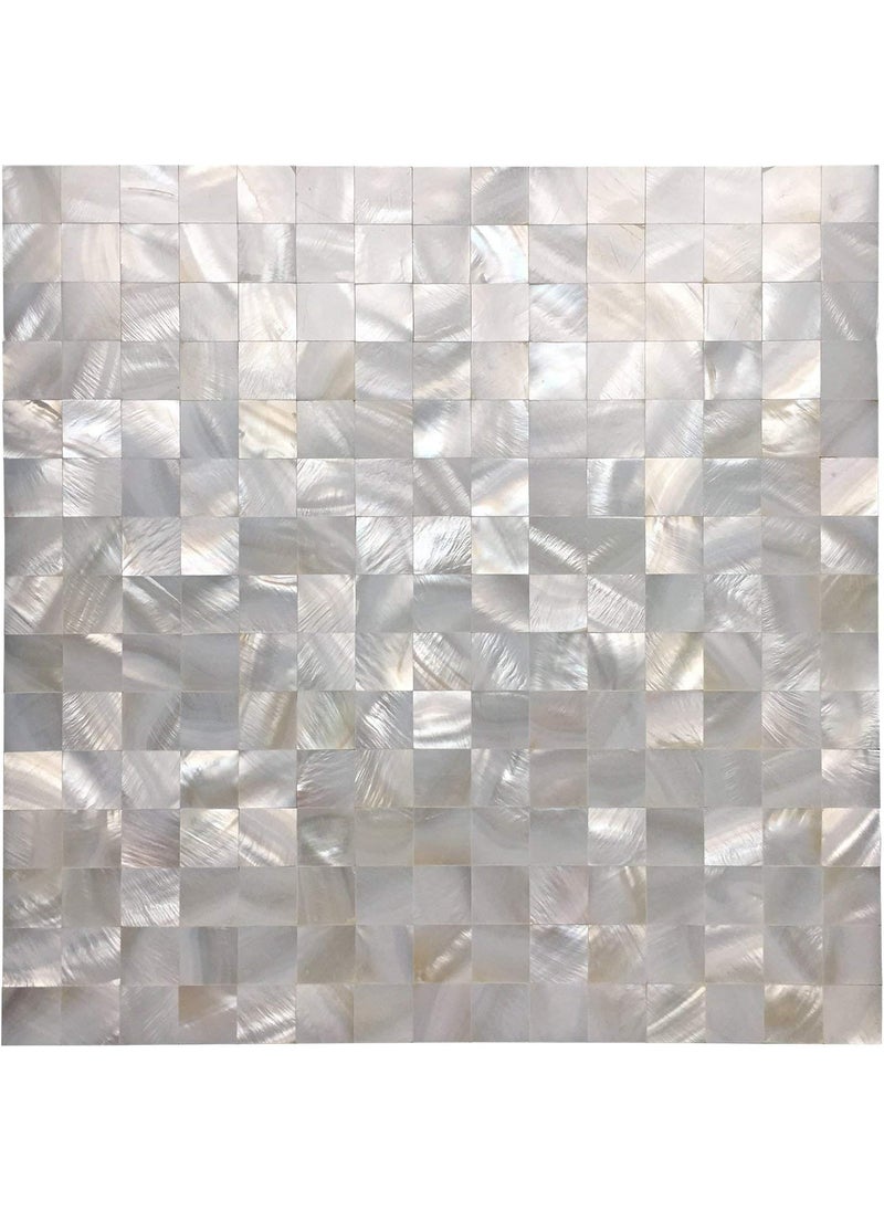 Art3d Art3d Mother of Pearl Shell Mini Square Seamless Mosaic Tile for Kitchen Backsplash White 12 L X 12 W  - Image 1