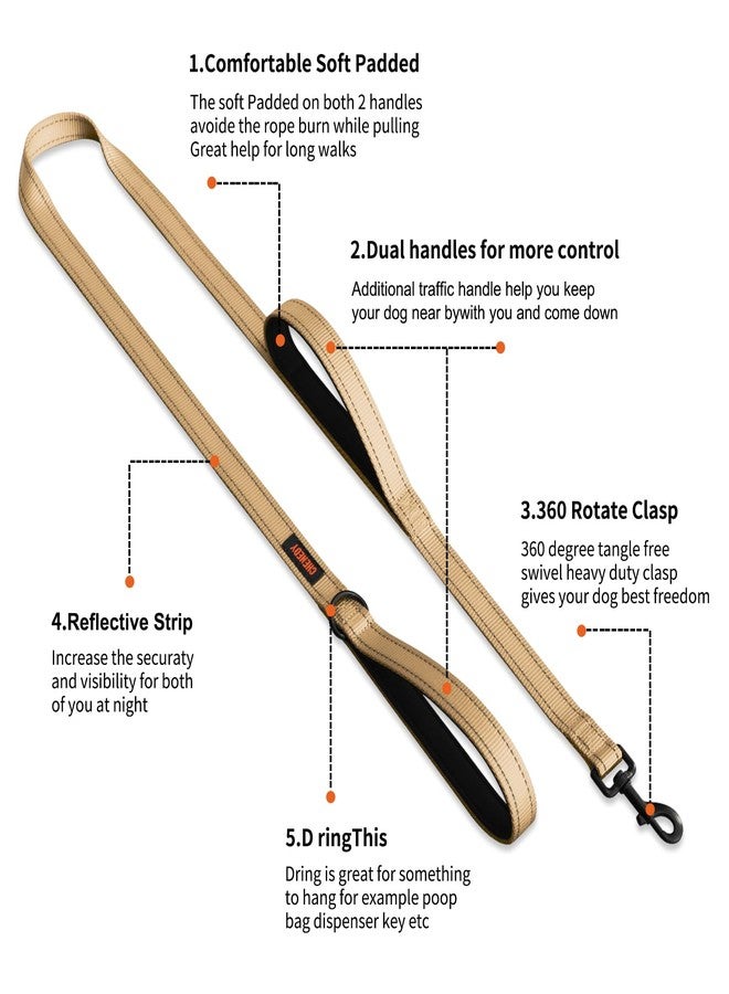 CHENEDY Dog Leash, Heavy Duty Dog Leash, Leashes for Large Breed Dogs, Double Handle Dog Leash, Reflective Training Lead, Perfect for Medium to Large Dogs(5FT, Khaki) - Image 3