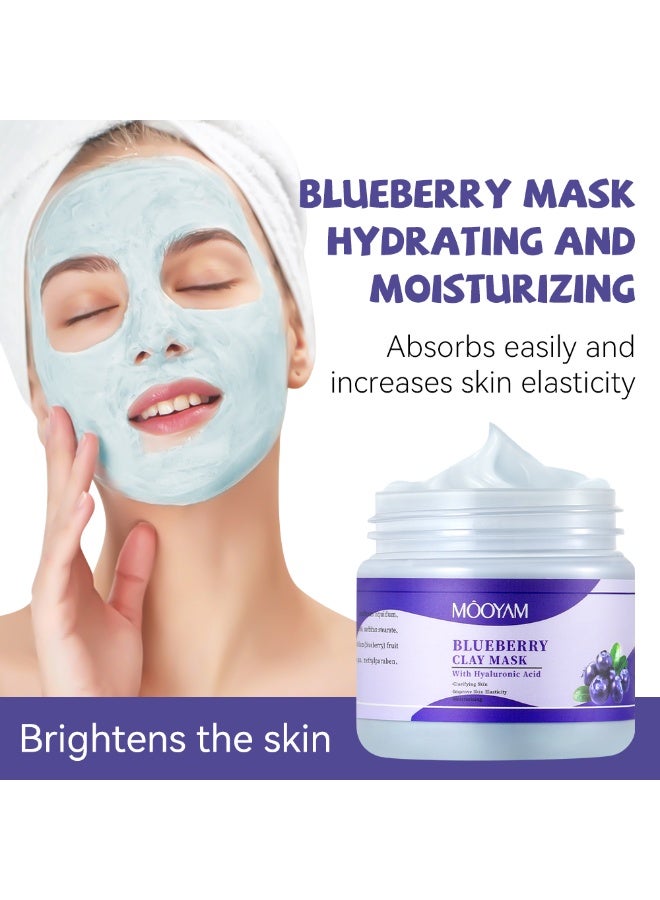 MOOYAM Blueberry Clay Mask 120g with Hyaluronic Acid Deep Cleansing Treatment for Blackheads and Acne Controls Oil Refines Pores Brightens Skin - Image 2