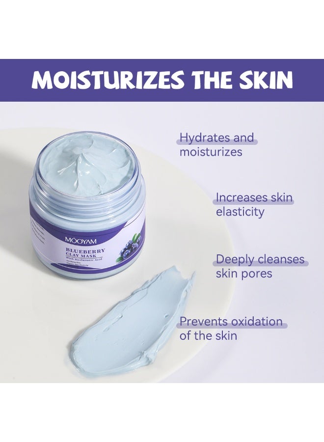 MOOYAM Blueberry Clay Mask 120g with Hyaluronic Acid Deep Cleansing Treatment for Blackheads and Acne Controls Oil Refines Pores Brightens Skin - Image 5