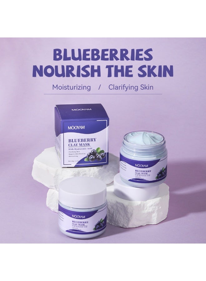 MOOYAM Blueberry Clay Mask 120g with Hyaluronic Acid Deep Cleansing Treatment for Blackheads and Acne Controls Oil Refines Pores Brightens Skin - Image 4