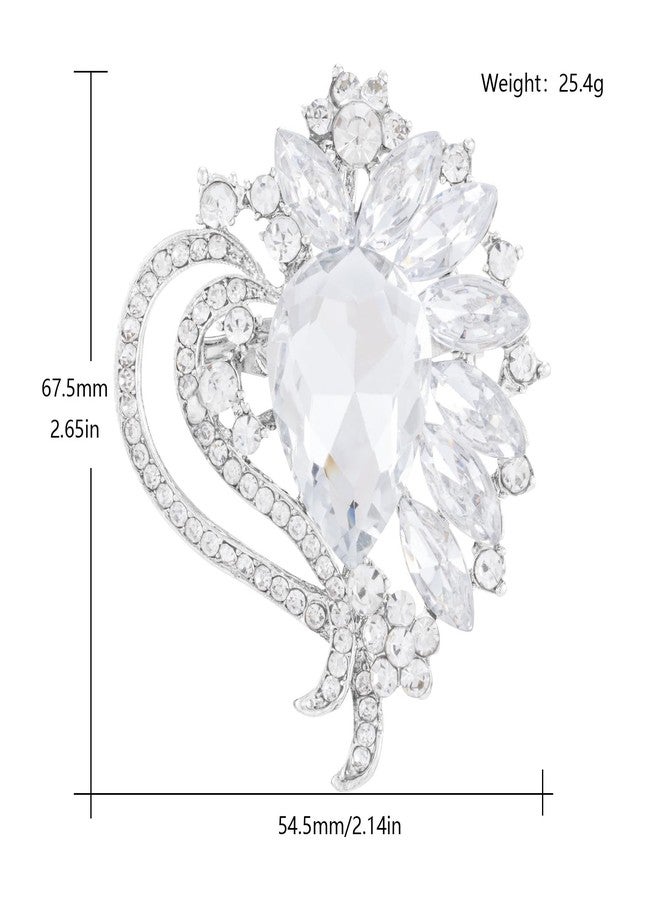 LAXPICOL Vintage White Austrian Crystal Elegant Heart Flower Brooch Pin For Women Wedding Broach Pin - Image 4