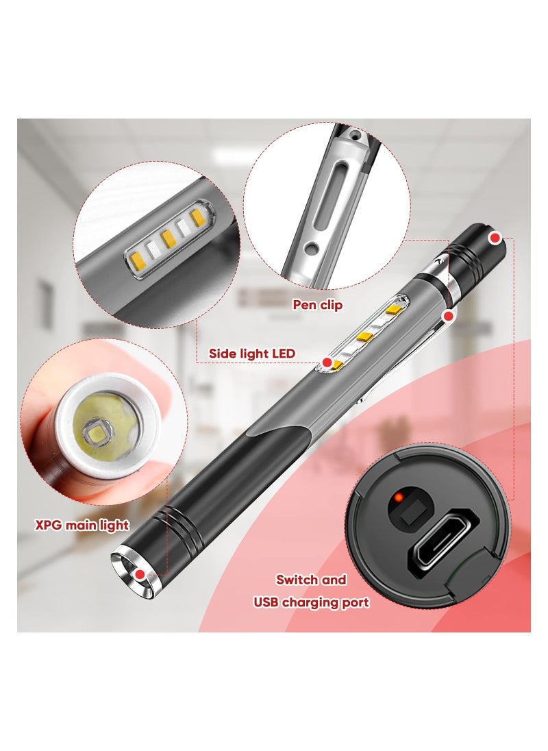 KASTWAVE Rechargeable LED Pen Light 2-Pack with COB Light - 4 Modes, Super Bright 500 Lumens Pocket Flashlight, Waterproof, Ideal for Indoor, Outdoor, Work, Repair, Emergency, Nurses, and Doctors  - Image 5