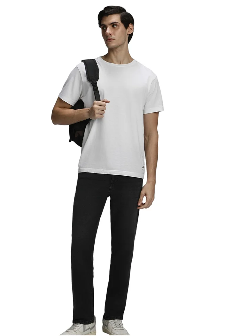 Dennis Lingo Straight Fit Black Men's Cotton Poly Stretch Jeans with Button & Zip Closure